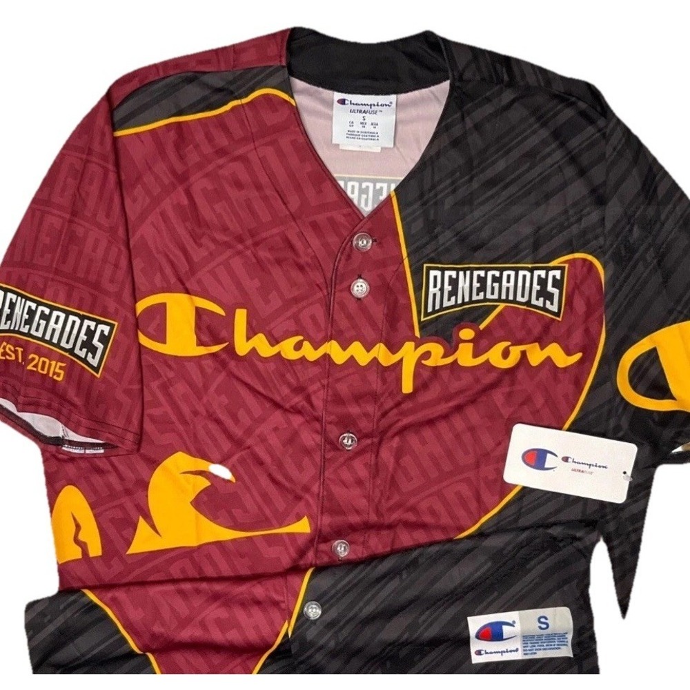 Champion Ultrafuse Detroit Renegades Baseball Jersey Mens Small Button Front New